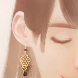 金具変更OK　Pierces or Earrings　ガーネット　ムーアカイト（P0874） 3枚目の画像