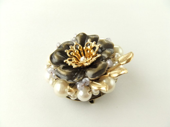 sold/SALE Brooch　パール　お花（K0793) 2枚目の画像