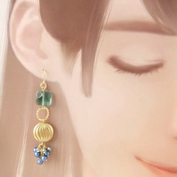 金具変更OK　Pierces or Earrings　フローライト　スワロフスキー（P0877） 3枚目の画像