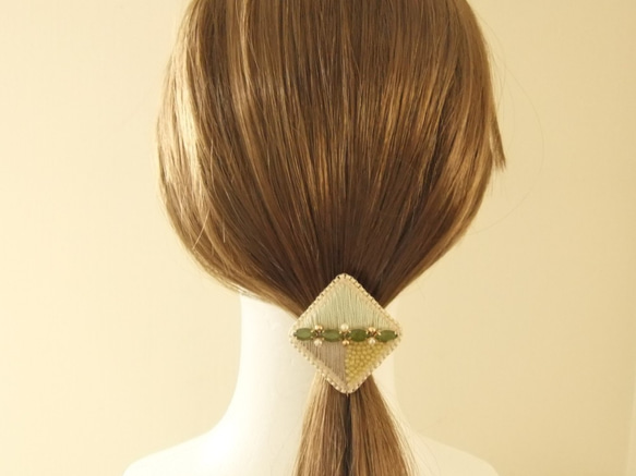 Hair Accessory　ポニーフック　ビーズ刺繍（K0801) 5枚目の画像