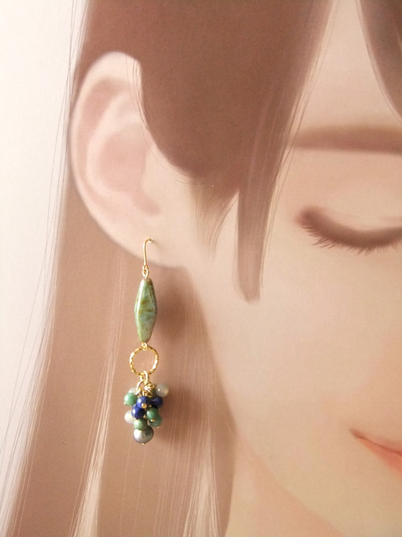 SALE　金具変更OK　Pierces or Earrings　ラピスラズリ　オニキス（P0889） 3枚目の画像