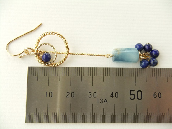 sold/金具変更OK　Pierces or Earrings　アクアマリン　ラピスラズリ（P0893） 4枚目の画像