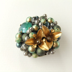 sold/Brooch　花　スワロフスキー（K0813) 2枚目の画像