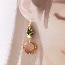 SALE  金具変更OK　Pierces or Earrings　スモーキークォーツ　ヴィンテージ（P0898） 3枚目の画像