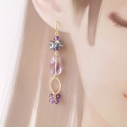 金具変更OK　Pierces or Earrings　アメジスト　クラック（ひび）あり（P0899） 3枚目の画像