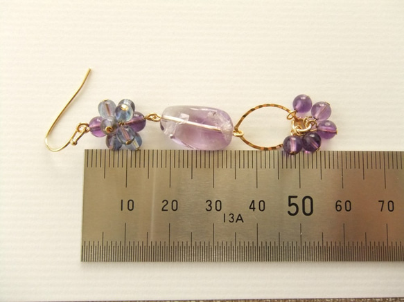 金具変更OK　Pierces or Earrings　アメジスト　クラック（ひび）あり（P0899） 4枚目の画像