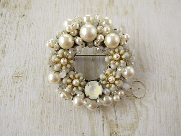 sold/Brooch　小花　パール（K0847) 1枚目の画像