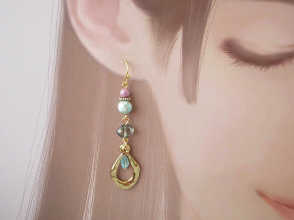 SALE　金具変更OK　Pierces or Earrings　フォスフォシデライト　ターコイズ（P0912） 3枚目の画像