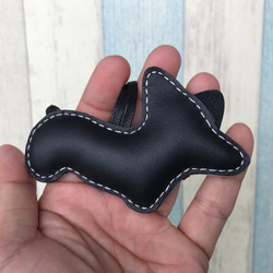 } {Leatherprince台湾MITハンドメイドレザー白/黒犬があいKeji手はレザーストラップを縫製することができます 2枚目の画像