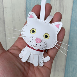 {Leatherprince 手工皮革} 台灣MIT 白色 可愛 小貓 純手工縫製 皮革 包包吊飾 第1張的照片