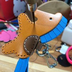 {Leatherprince Handmade Leather} 台湾MITオレンジかわいいポニー手縫いレザーロブスターバックル 4枚目の画像