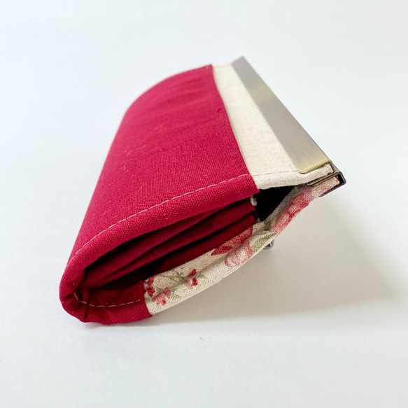 薔薇と ボルドーの 長財布 ✨ ギフト包装無料 6枚目の画像