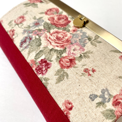 薔薇と ボルドーの 長財布 ✨ ギフト包装無料 8枚目の画像