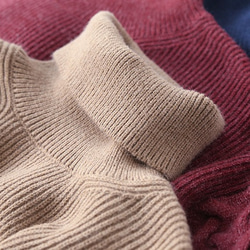 【秋冬新作】無地　ハイネック　ケーブル編み　ゆったり　おしゃれ　防寒　レディース　ニット セーター　長袖 7枚目の画像