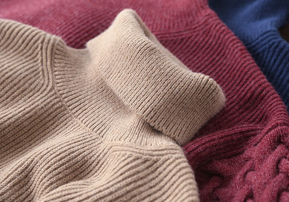 【秋冬新作】無地　ハイネック　ケーブル編み　ゆったり　おしゃれ　防寒　レディース　ニット セーター　長袖 7枚目の画像