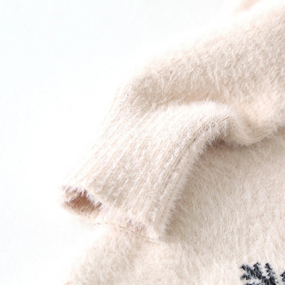 【秋冬新作】雪花柄　クルーネック　もこもこ　ゆったり　おしゃれ　防寒　レディース　ニット セーター　長袖 8枚目の画像