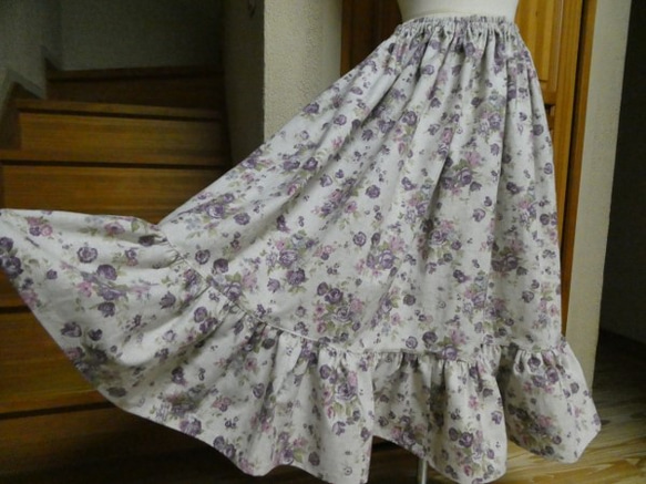 綿麻フリルスカート　（ｍ６6） 1枚目の画像