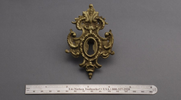 フランスアンティーク特大真鍮ドアプレート2個セット鍵穴付きDIY建具 フランスアンティークレジャンス鍵穴装飾プレート DIYパーツ