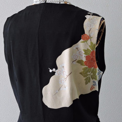 着物リメイク：留袖のカシュクールセットアップ（鳥と花） 5枚目の画像