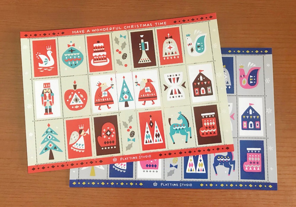 切手風シール2枚セット【クリスマス】 シール・ステッカー スズキ