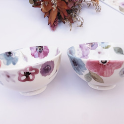 ［再販］　水彩画調お花のお茶碗 2枚目の画像