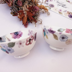 ［再販］　水彩画調お花のお茶碗 3枚目の画像