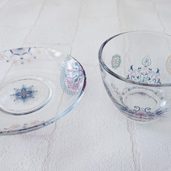 [再販] モロッカン柄のガラスのカップ＆ソーサー 2枚目の画像