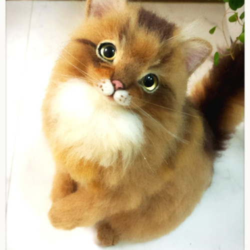 ソマリ 猫 羊毛フェルト アニマルドール フェルティング アート 猫人形