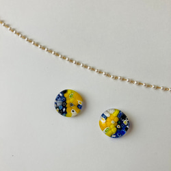 選べる金具　ベネチアンガラスミルフィオリ　一点物「HANA」シリーズ　type h 半月と綺麗な星空をイメージ 2枚目の画像