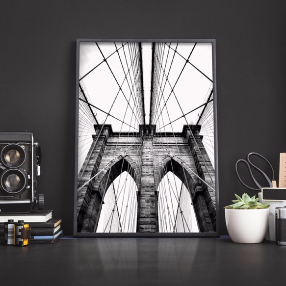 菠蘿選畫所 – 紐約布魯克林大橋  30x40cm  北歐/ 攝影/ 裝飾畫/ 複製畫/ painting 第3張的照片
