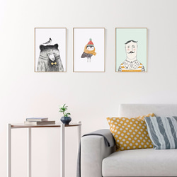 パイナップル絵画セレクション – おさるのハイイログマ 42x60cm (A2) 北欧/イラスト/写真/装飾画/複製画/絵画 3枚目の画像