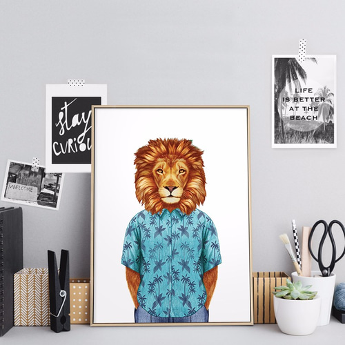 ★ライオン　絵画★ 原画 F6 「 25937 むしろ勉強しないことのメリットってなんだよ