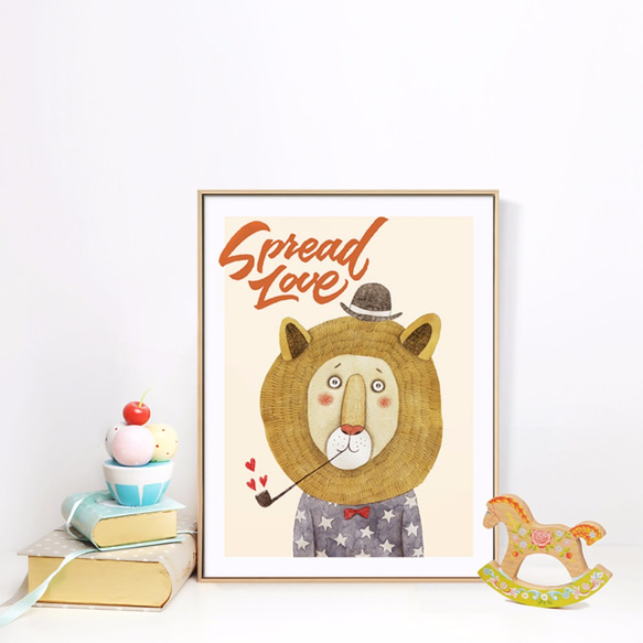 パイナップル絵画セレクション – Spread Joy, Spread Love 30x40cm 北欧/イラスト/ライオン/写真 2枚目の画像