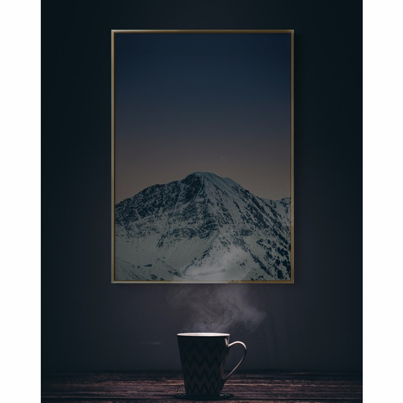 パイナップル絵画セレクション – 雪を頂いた山 42x60cm (A2) 北欧/山/写真/複製/装飾画/絵画 3枚目の画像