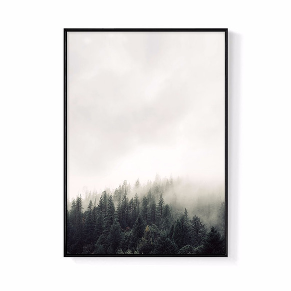 パイナップル絵画セレクション – 霧の森 42x60cm (A2) 北欧/山/森/写真/模写/装飾画/絵画 1枚目の画像