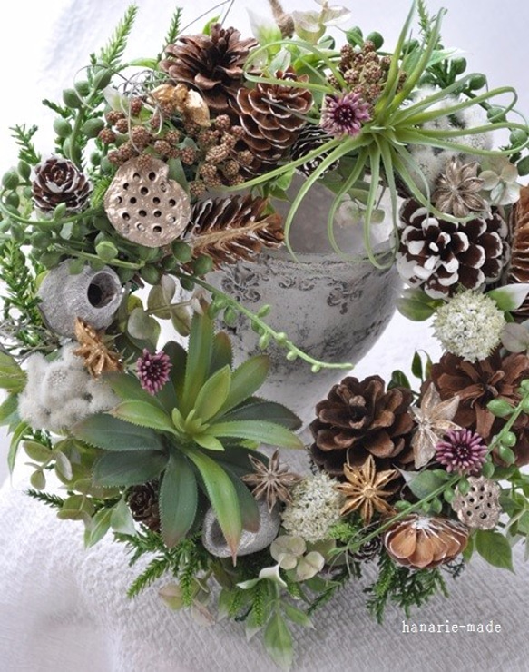 green　necklace &　succulents　wreath：cool　green 2枚目の画像