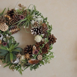 green　necklace &　succulents　wreath：cool　green 1枚目の画像