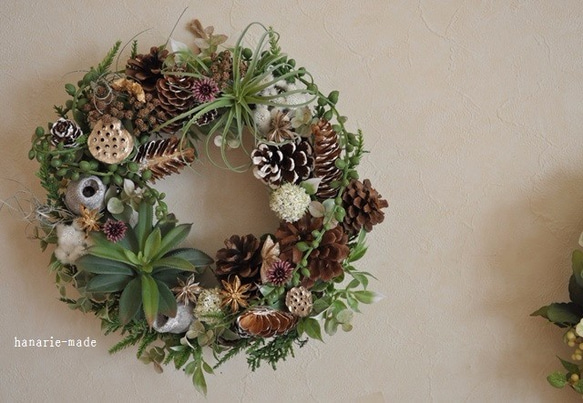 green　necklace &　succulents　wreath：cool　green 1枚目の画像