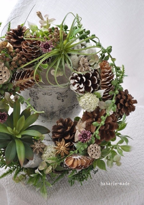 green　necklace &　succulents　wreath：cool　green 3枚目の画像