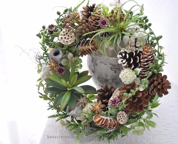 green　necklace &　succulents　wreath：cool　green 4枚目の画像