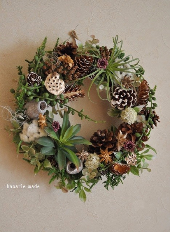 green　necklace &　succulents　wreath：cool　green 5枚目の画像