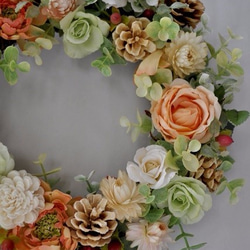 アプリコット：rose&strawflower wreath 5枚目の画像