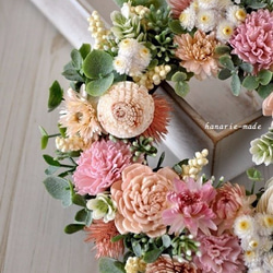 ｓサイズ　pink sola flowers wreath：ピンクのカーネーション 2枚目の画像