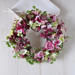 （再）pink purple berry wreath：紫陽花 とｱｽﾄﾗﾝﾃｨｱ 2枚目の画像