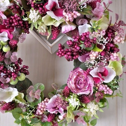 （再）pink purple berry wreath：紫陽花 とｱｽﾄﾗﾝﾃｨｱ 3枚目の画像