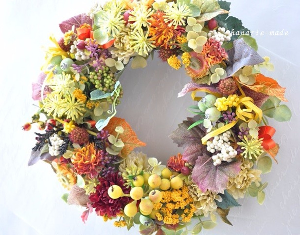 夕やけ空によせて・マムと野いちご・葡萄の葉：wreath 3枚目の画像