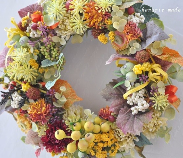 夕やけ空によせて・マムと野いちご・葡萄の葉：wreath 4枚目の画像