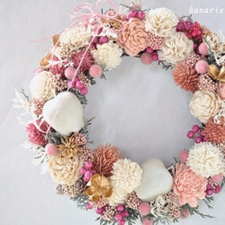 white pink gold wreath ：winter holidays ,2017　no.13 3枚目の画像