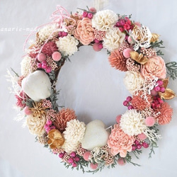 white pink gold wreath ：winter holidays ,2017　no.13 4枚目の画像