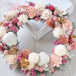 white pink gold wreath ：winter holidays ,2017　no.13 6枚目の画像